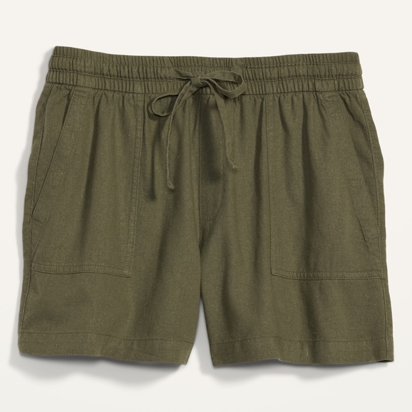 Old Navy Pants - Old Navy Linen Blend Tie Shorts in Hunter Pines Green